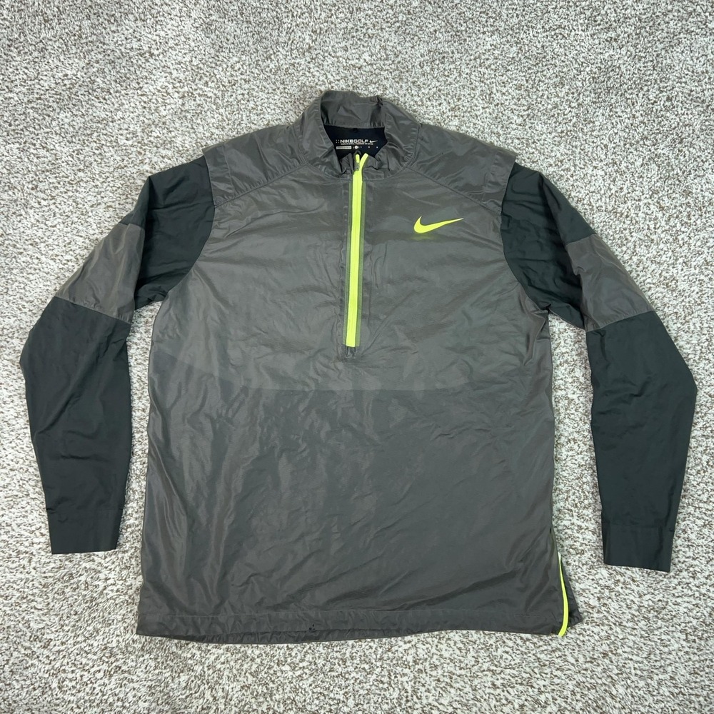Nike Golf Pullover Mens Large Gray Long Sleeve Quarter Zip Windbreaker Jacket